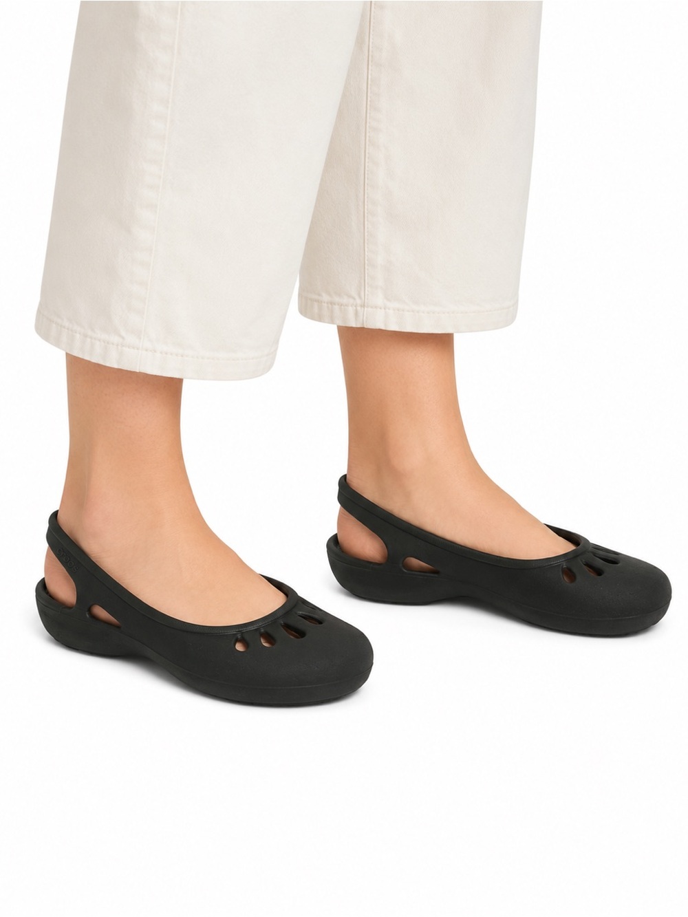Size 9 Crocs Women’s Rio Slingback Flats Black Croslite Comfort Shoes